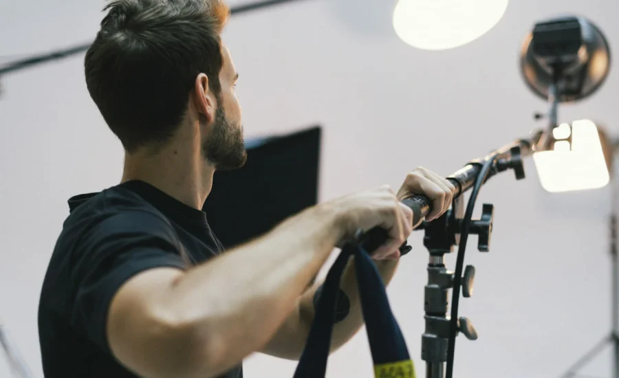 young-man-adjusting-light-studio